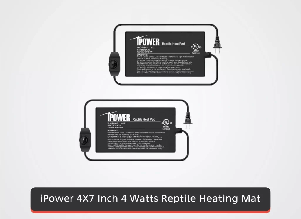 iPower 4X7 Inch 4 Watts Reptile Heating Mat with Adjustable Temperature Controller Under Tank Warmer Terrarium – 2 pack